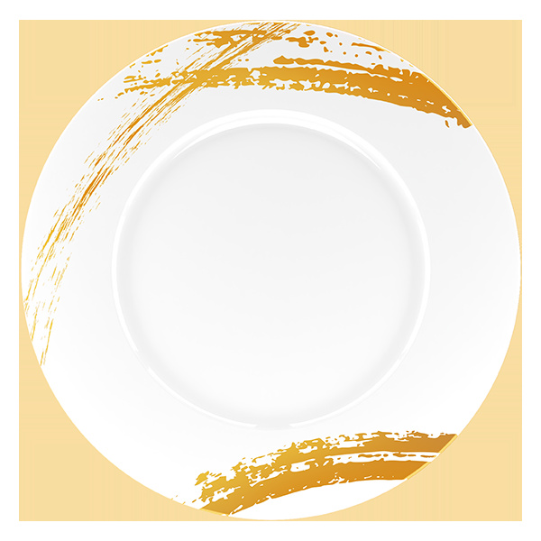 BCFRFP27BD14 Тарелка с бортом круглая d=27 см., плоская, костяной фарфор, Gold Stroke, RAK Porcelain